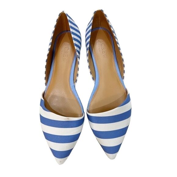 J. Crew blue white striped Zoe d'Orsay flats ballet shoes slip ons size 6 - Picture 3 of 11